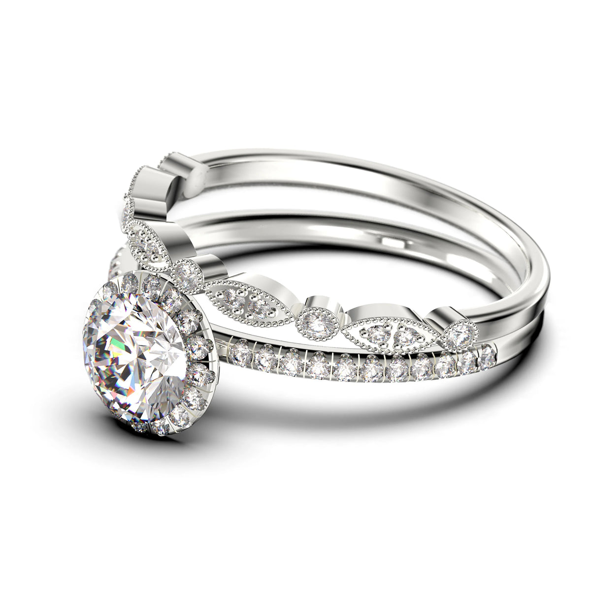 2.00 Carat Round Cut Moissanite Engagement Ring in 10k Solid White Gold E36390