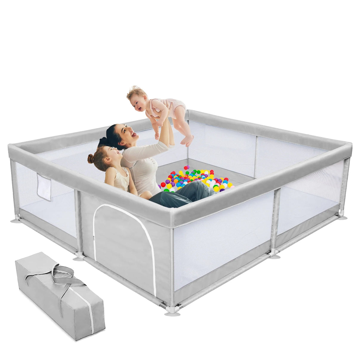 Large Gray Baby Playpen Q398662