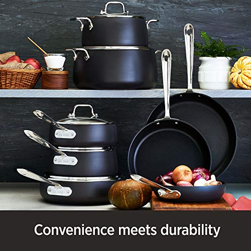 Hard Anodized Nonstick Saute Pan with Lid and Fry Pan Set 4 Quart 10 Inch Black Cookware E569