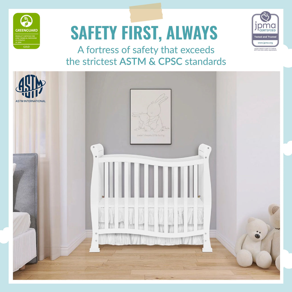 White 4-in-1 Convertible Mini Crib A7517