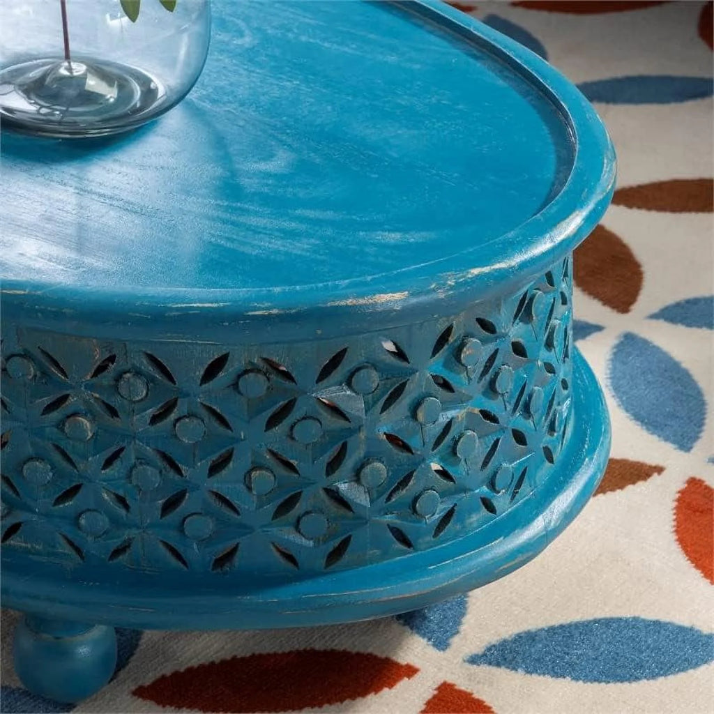 Blue Oval Wood Coffee Table G721