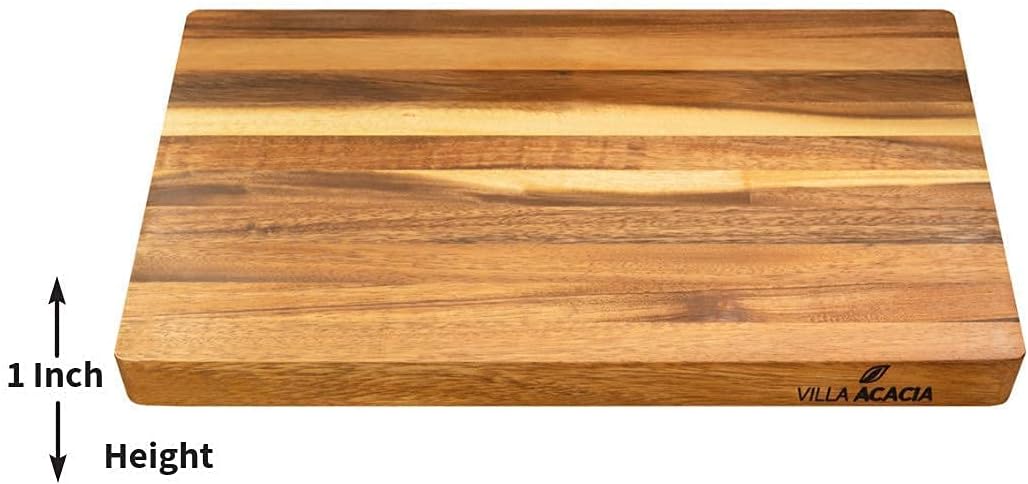 Large Wood Cutting Board 17x12 Inch Reversible Hardwood Pack of 2 A7332
