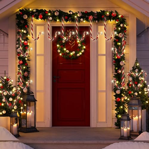 10 Pcs Solar Candy Cane Lights with 100 Led Lights H5589