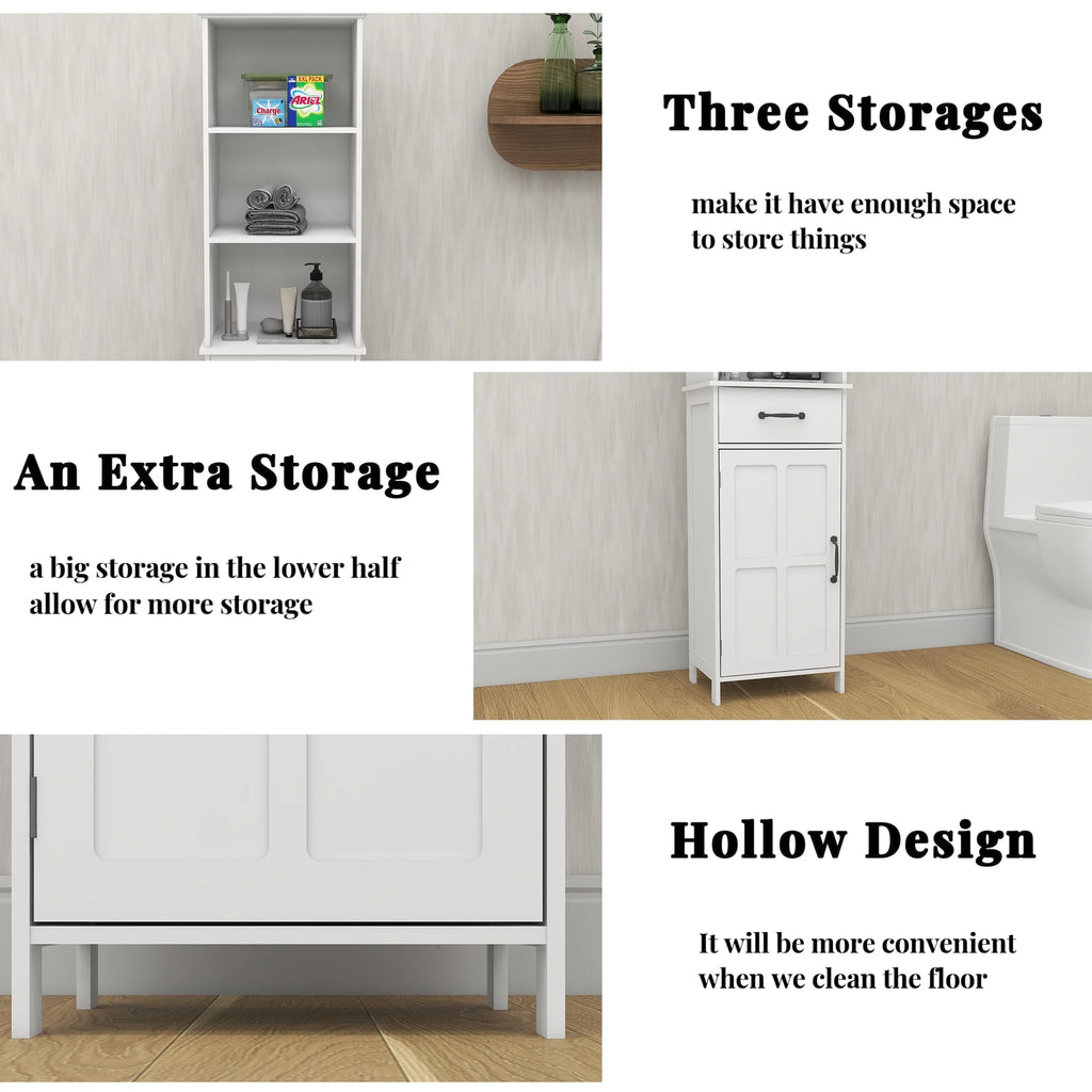 Tall Narrow White Storage Cabinet with One Door D25721