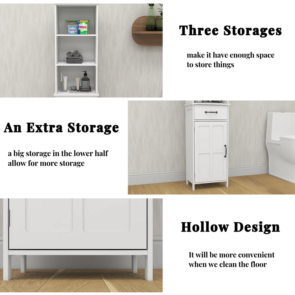 Tall Narrow White Storage Cabinet with One Door D25721