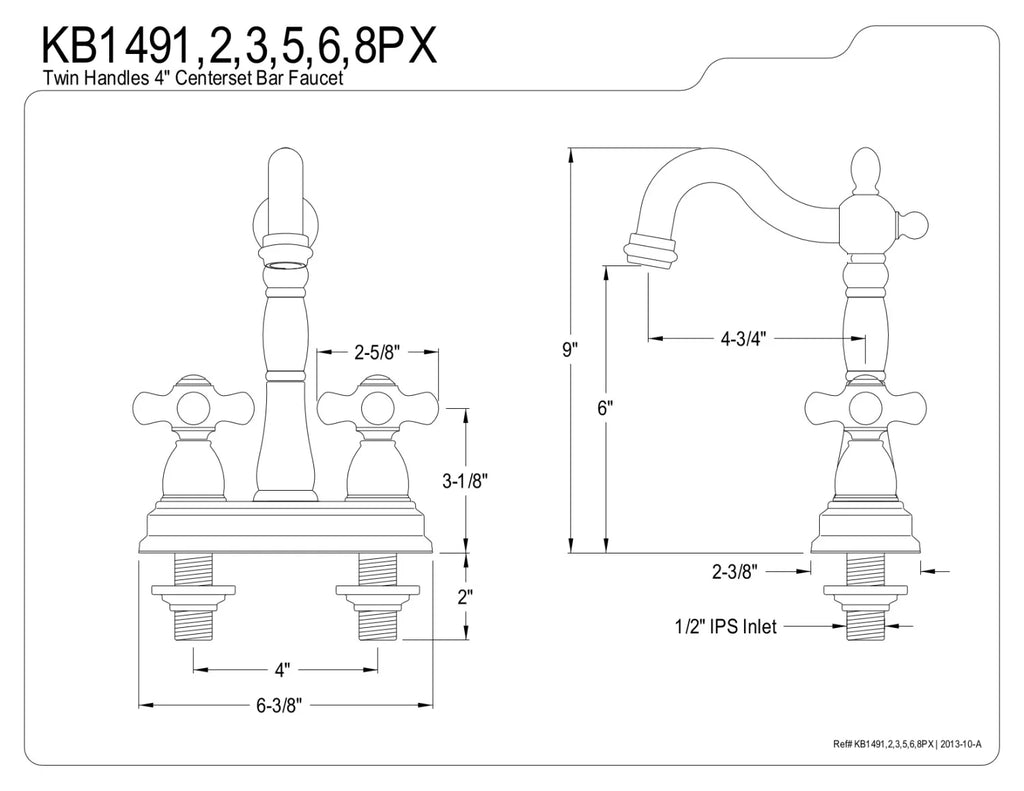 Two-Handle Bar Faucet Polished Chrome B10079
