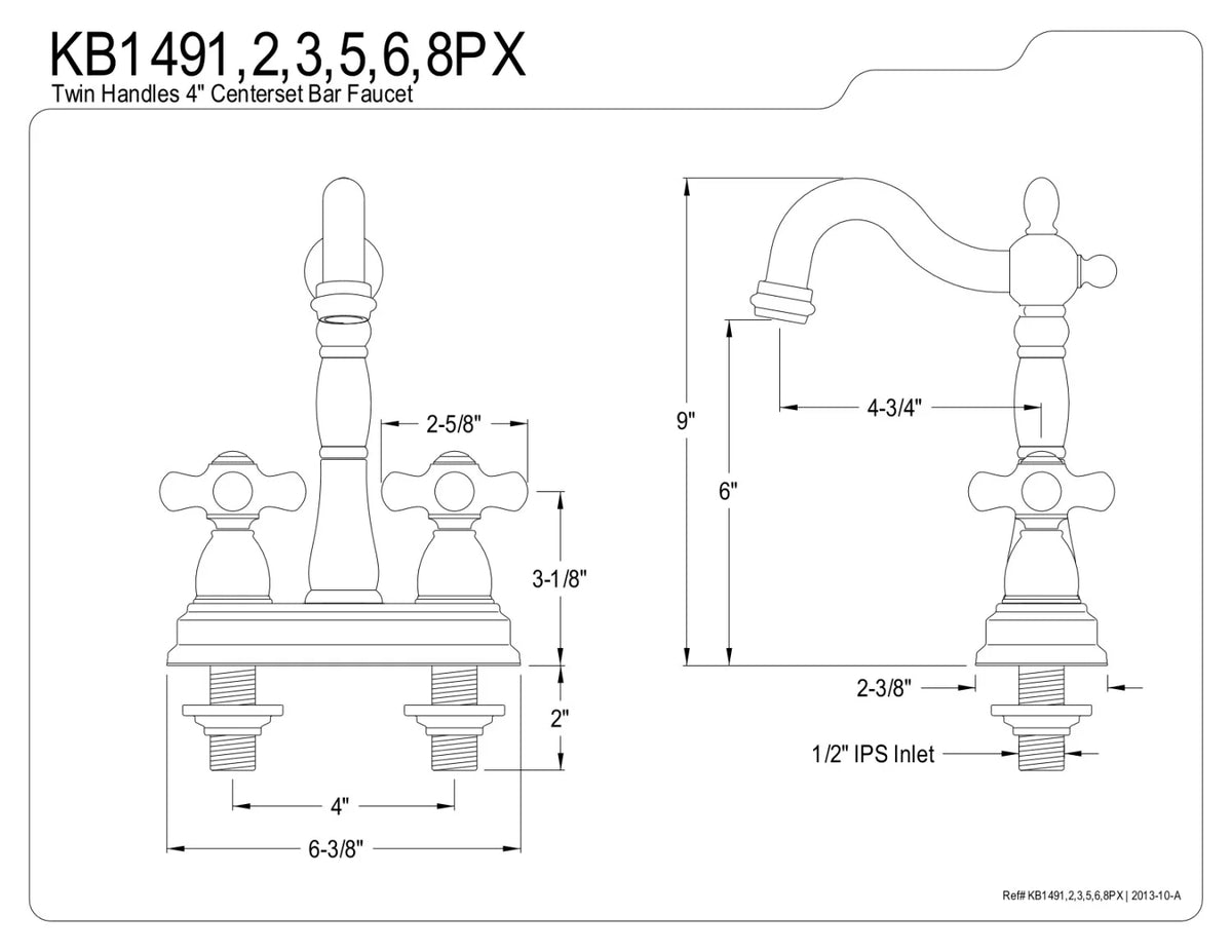 Two-Handle Bar Faucet Polished Chrome B10079