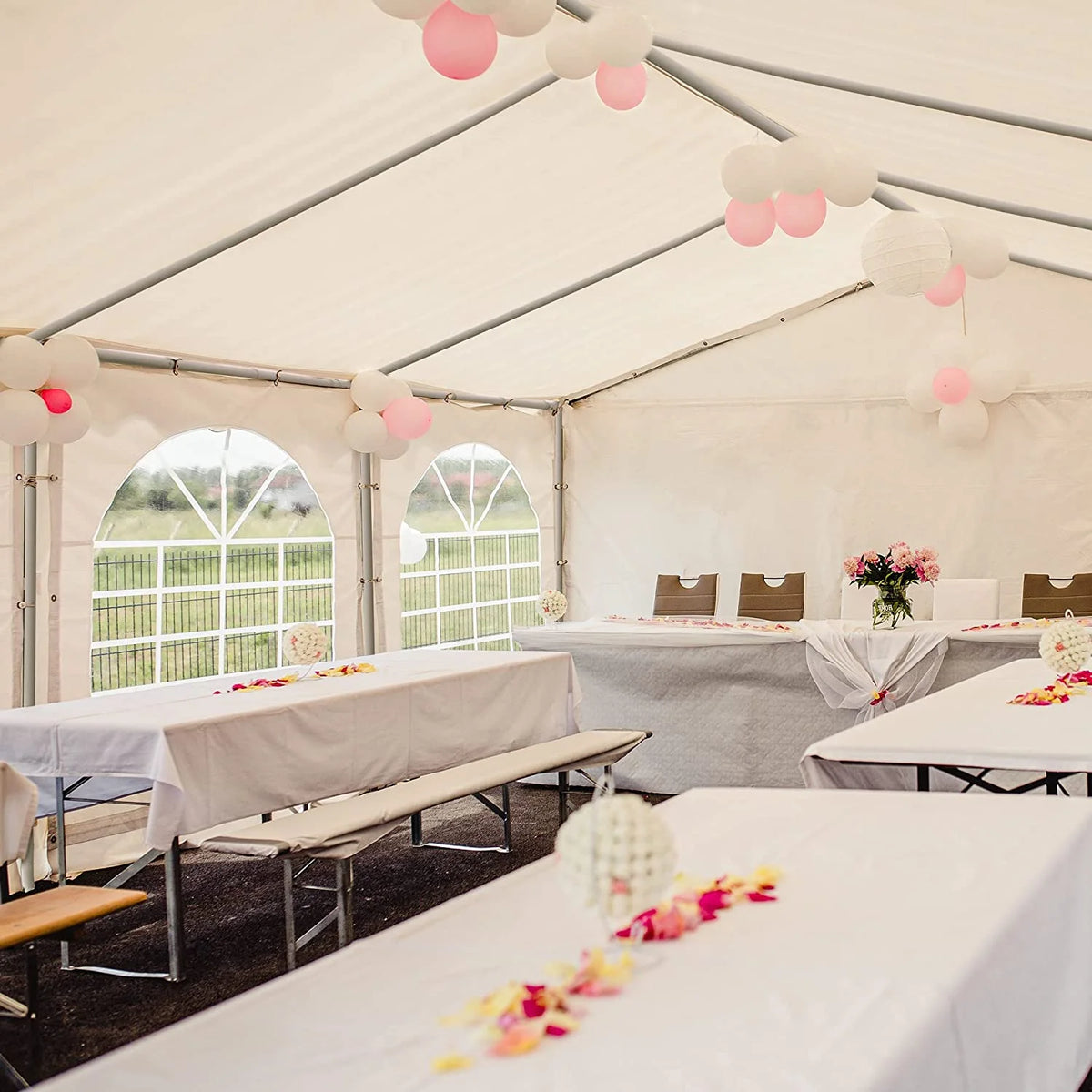 20x40FT White Roof Party Tent with Detachable PVC Sidewalls F708