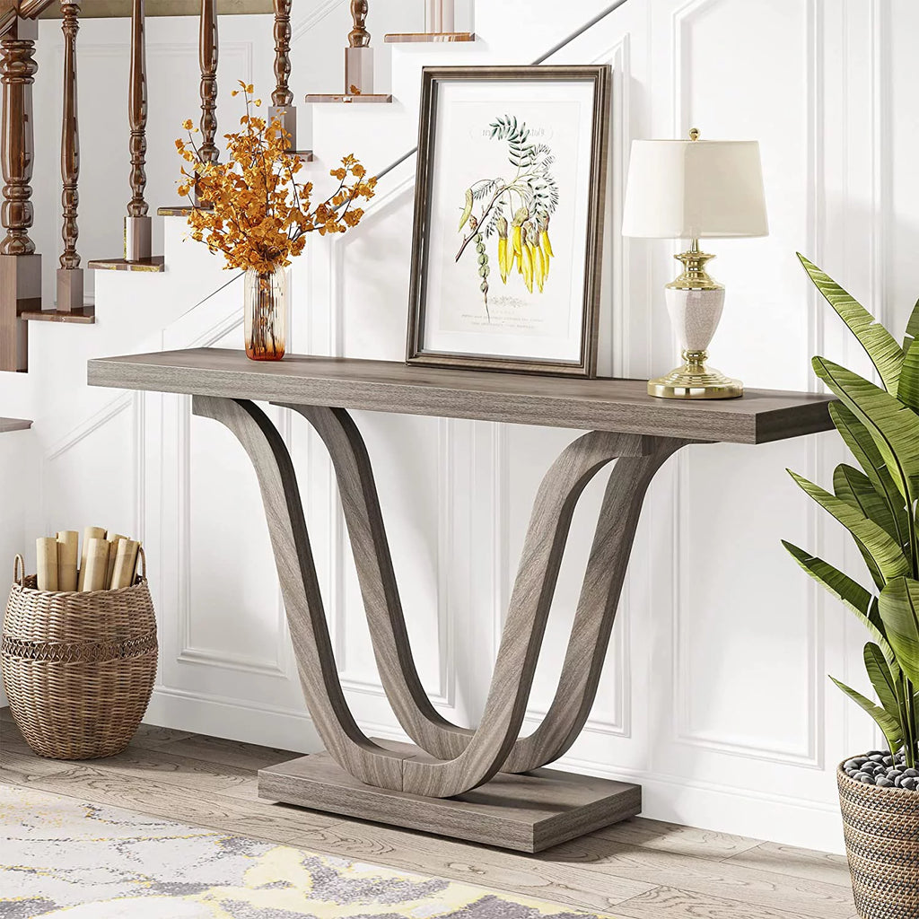 55-inch Grey Wood Rustic Console Table W45090