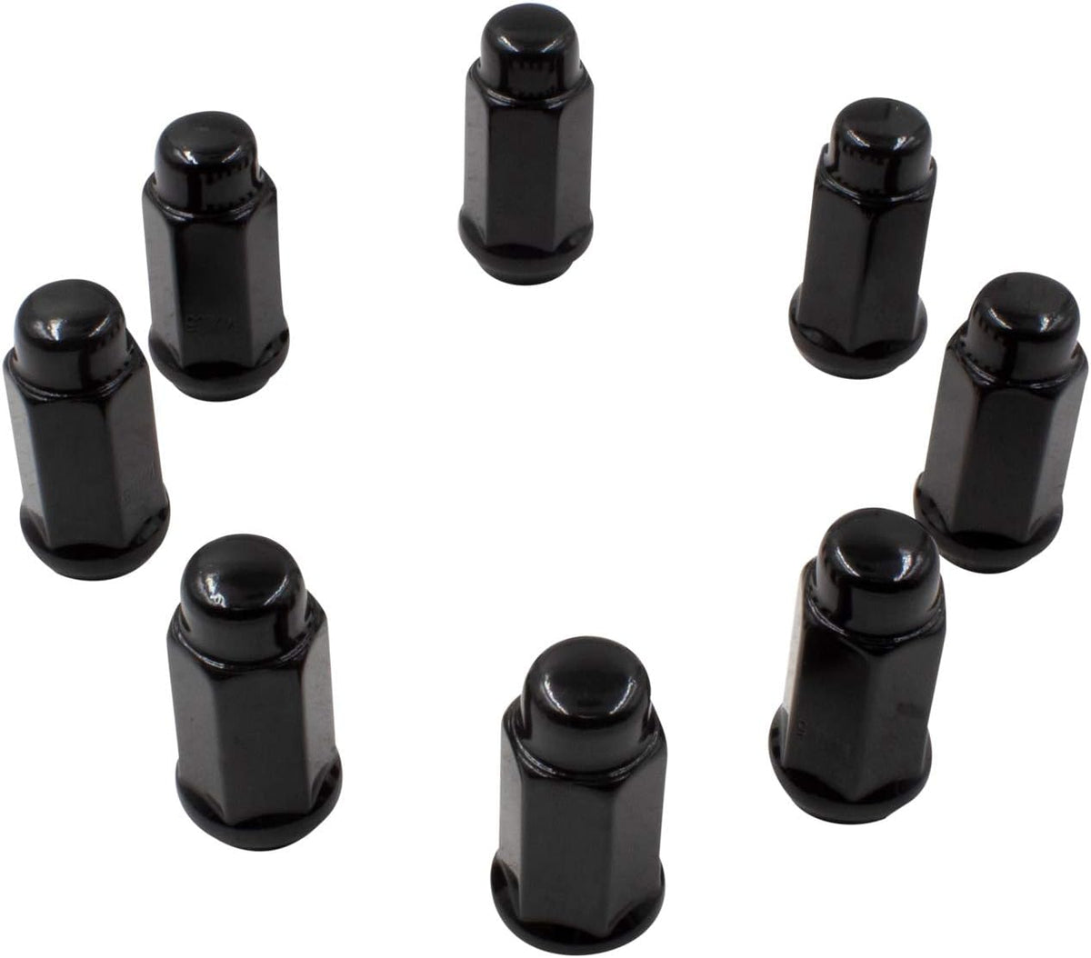 Set of 32 Black 1.90" Long Bulge Acorn Lug Nuts M14x1.50 Cone Seat N57181
