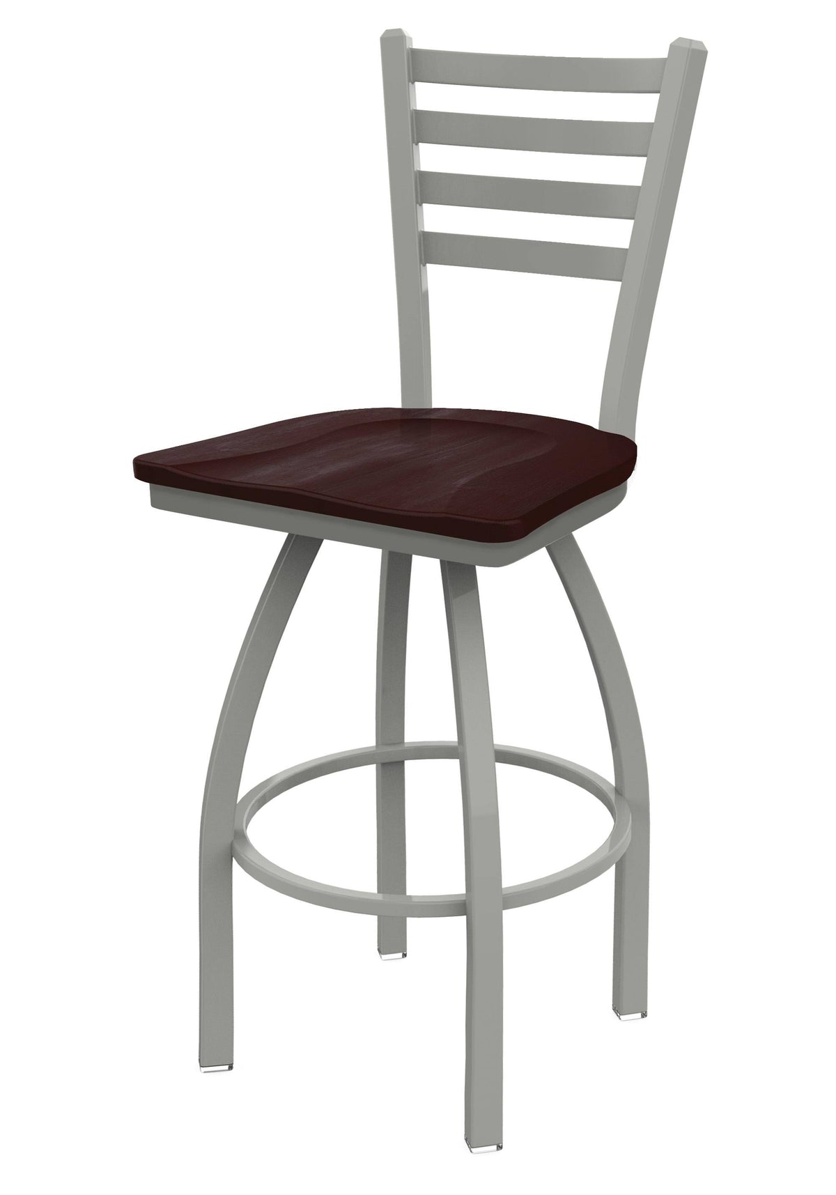 Swivel Counter Stool with Anodized Nickel Finish and Dark Cherry Maple Seat I315898