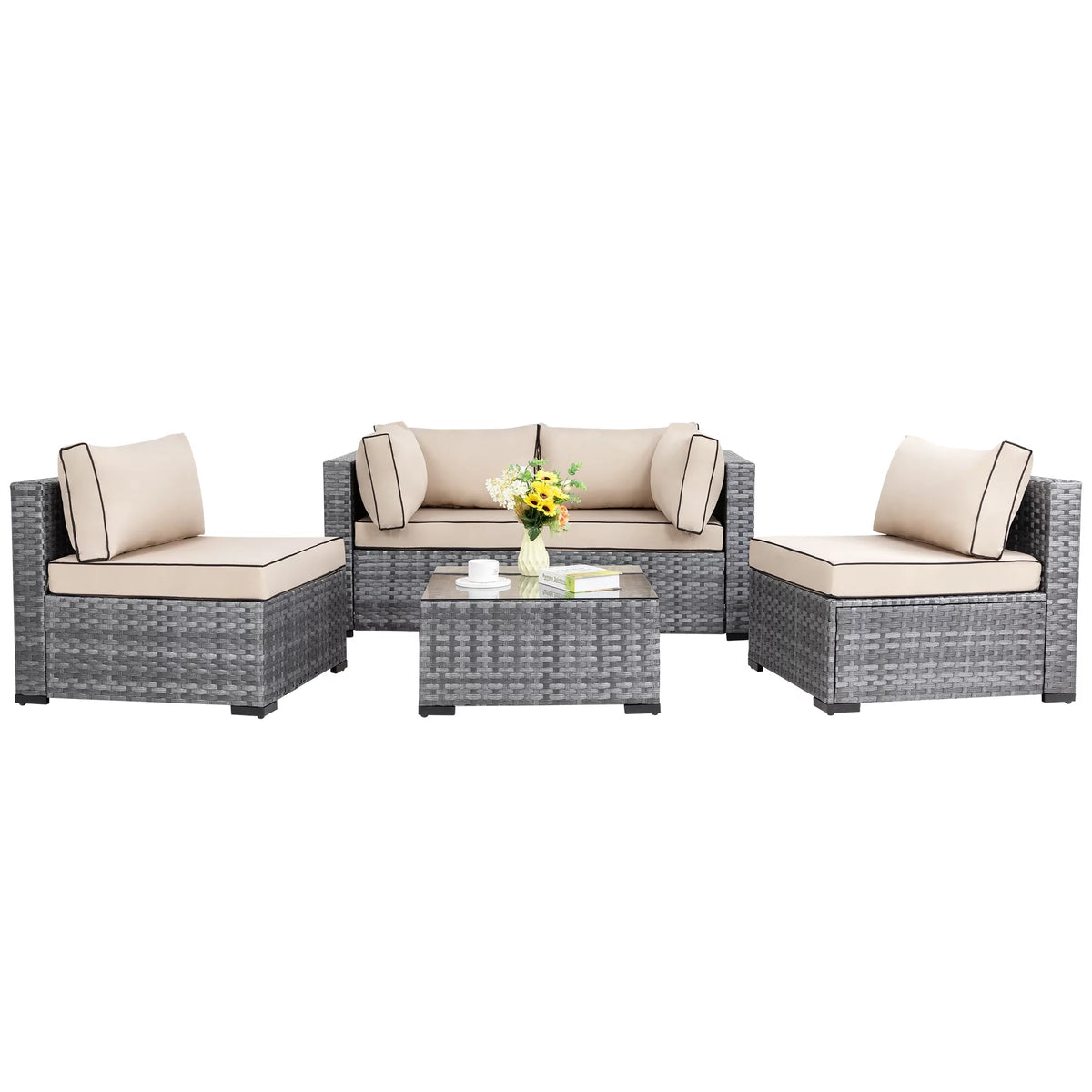7 Piece Wicker Outdoor Sectional Sofa Set Y545