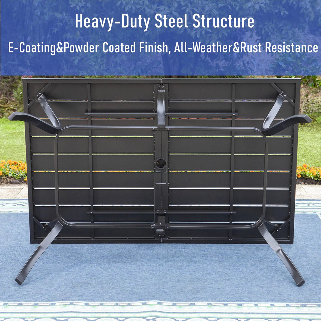 7-Piece Outdoor Patio Dining Set with Rectangle Steel Table & Textilene Chairs D9812