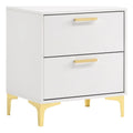 White 2-drawer Wood Nightstand with Metal Base E1909