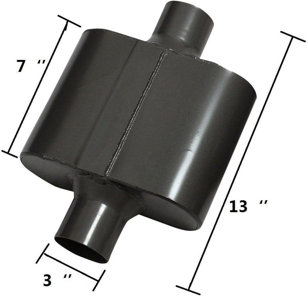 Pair of Single Chamber Performance Race Muffler 3" Center Universal Steel Muffler Pack of 2 B510039