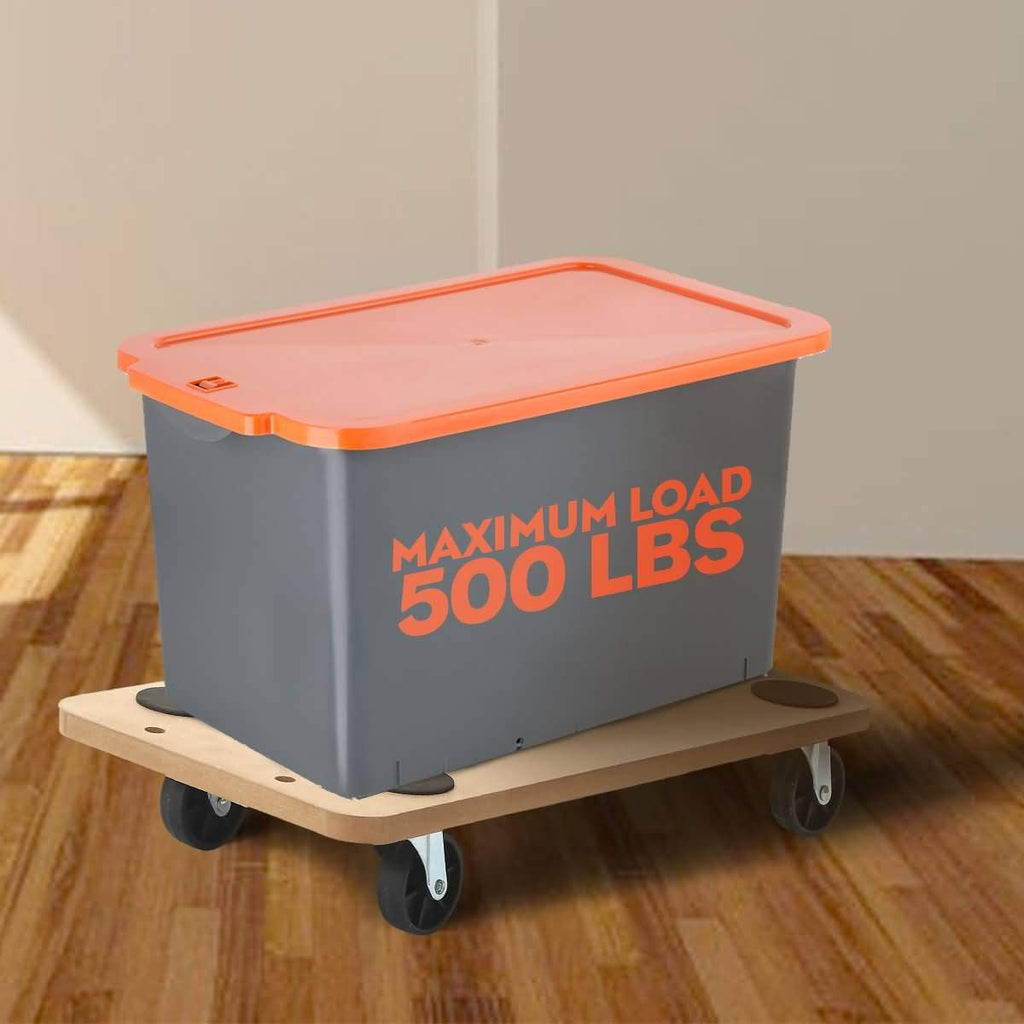 6 Pack Rectangle Wood Platform Furniture Dolly Cart with 3 Inch Wheel L90248