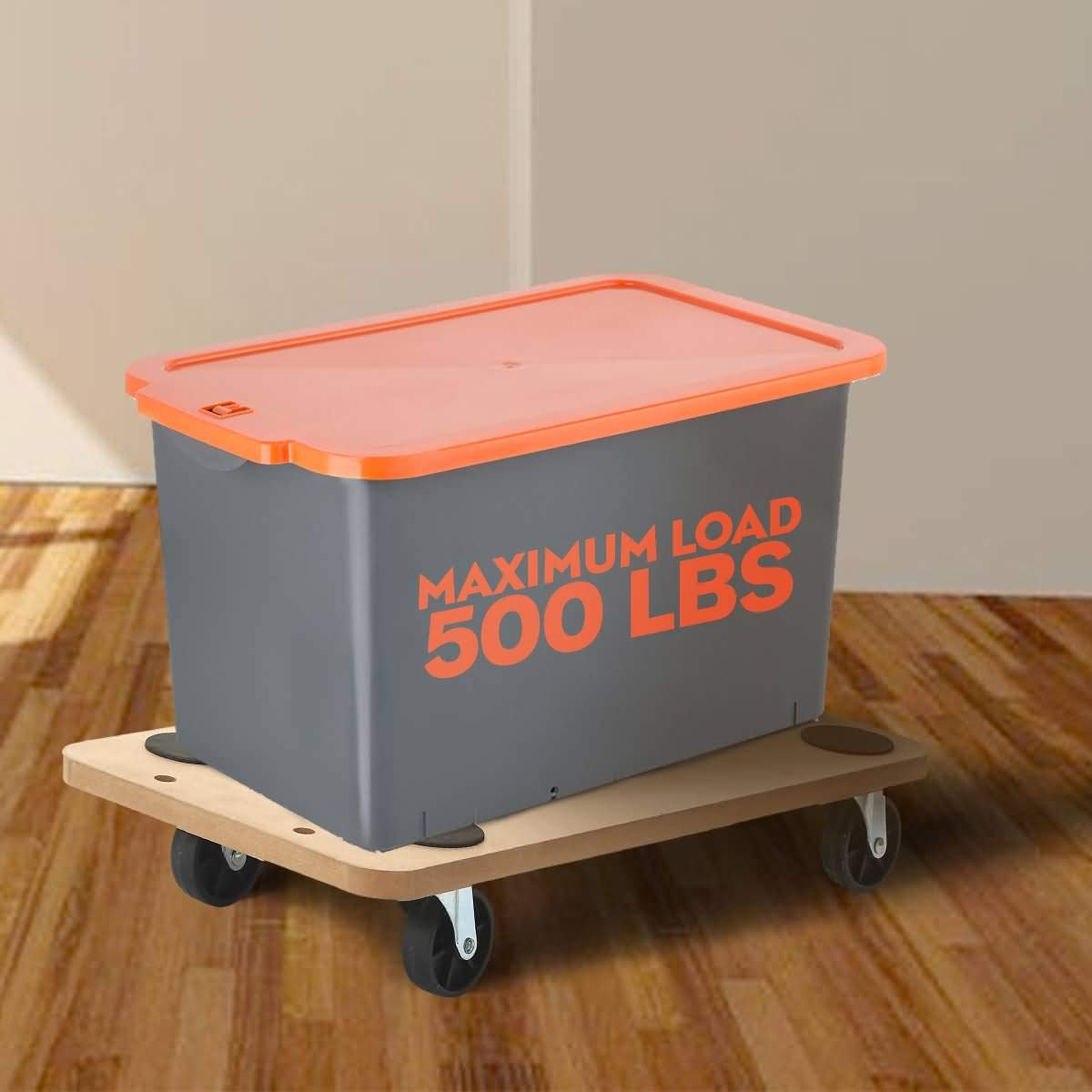 6 Pack Rectangle Wood Platform Furniture Dolly Cart with 3 Inch Wheel L90248