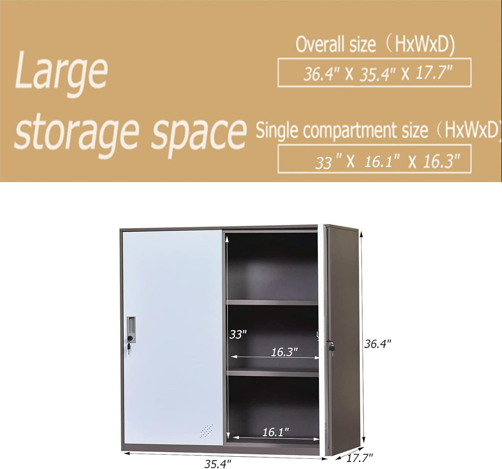 White Metal Storage Cabinet with Doors and Lock Z920218