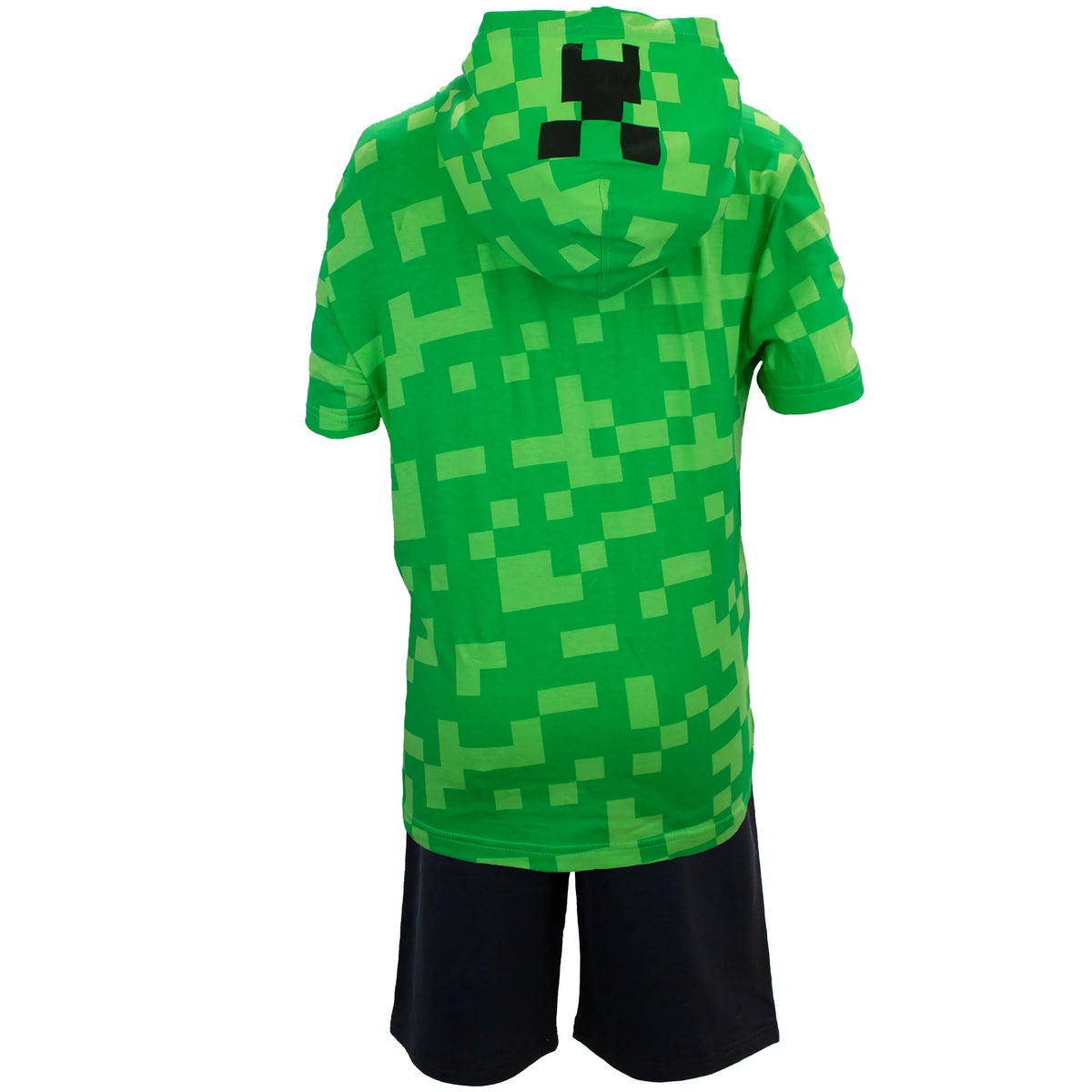 Boys Short Set with Black Short and Green Hooded T-Shirt R1467