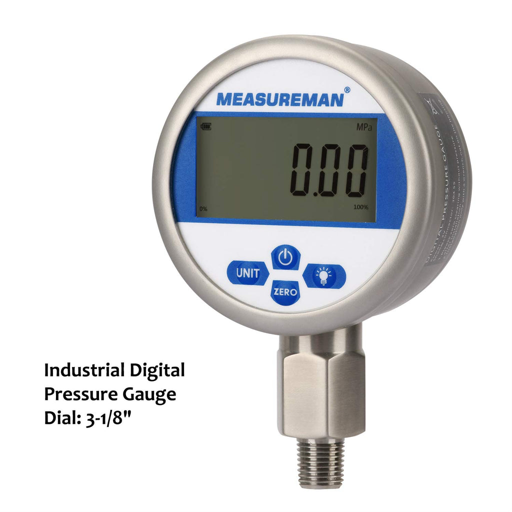 Digital Pressure Gauge 0-10000psi/bar, 1/4NPT, Stainless Steel Case S418