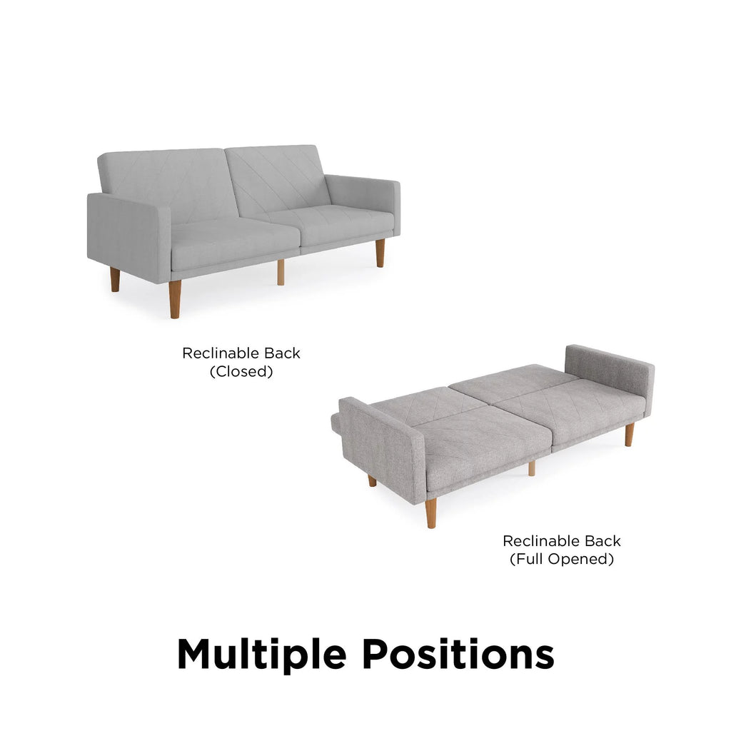Light Gray Linen Convertible Sofa Bed with USB Port A406