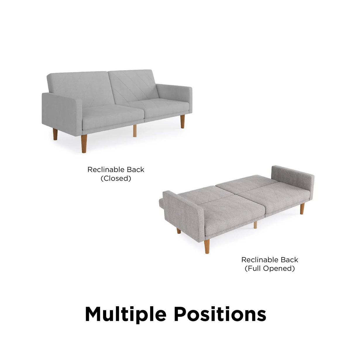 Light Gray Linen Convertible Sofa Bed with USB Port A406