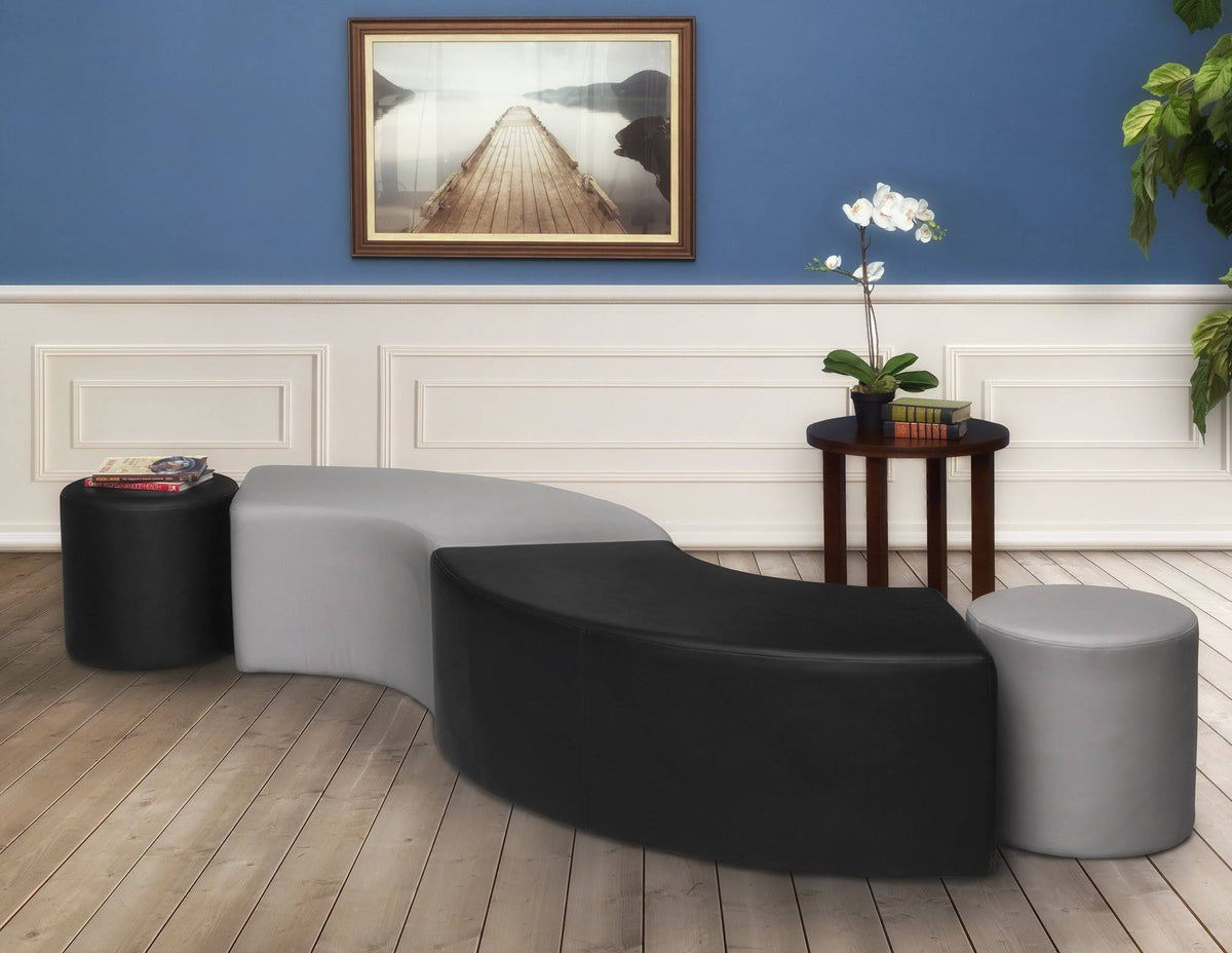 Naval Blue Round Ottoman Z388