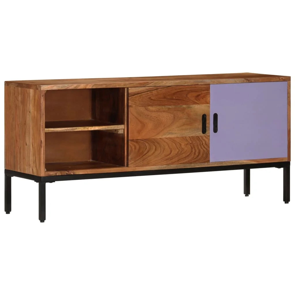 Honey Brown and Gray Solid Wood Acacia TV Stand A783