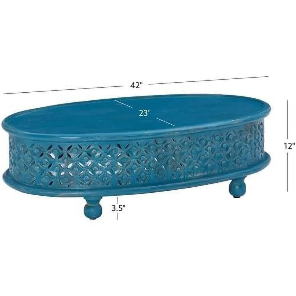Blue Oval Wood Coffee Table G721