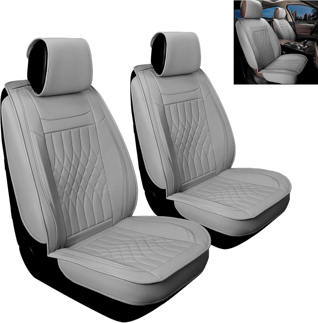 Gray Leatherette Car Seat Covers Full Set 5 Pcs Waterproof P7628