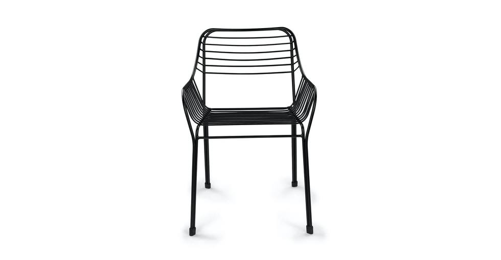 Black Outdoor Dining Armchairs Metal Frame Q239911