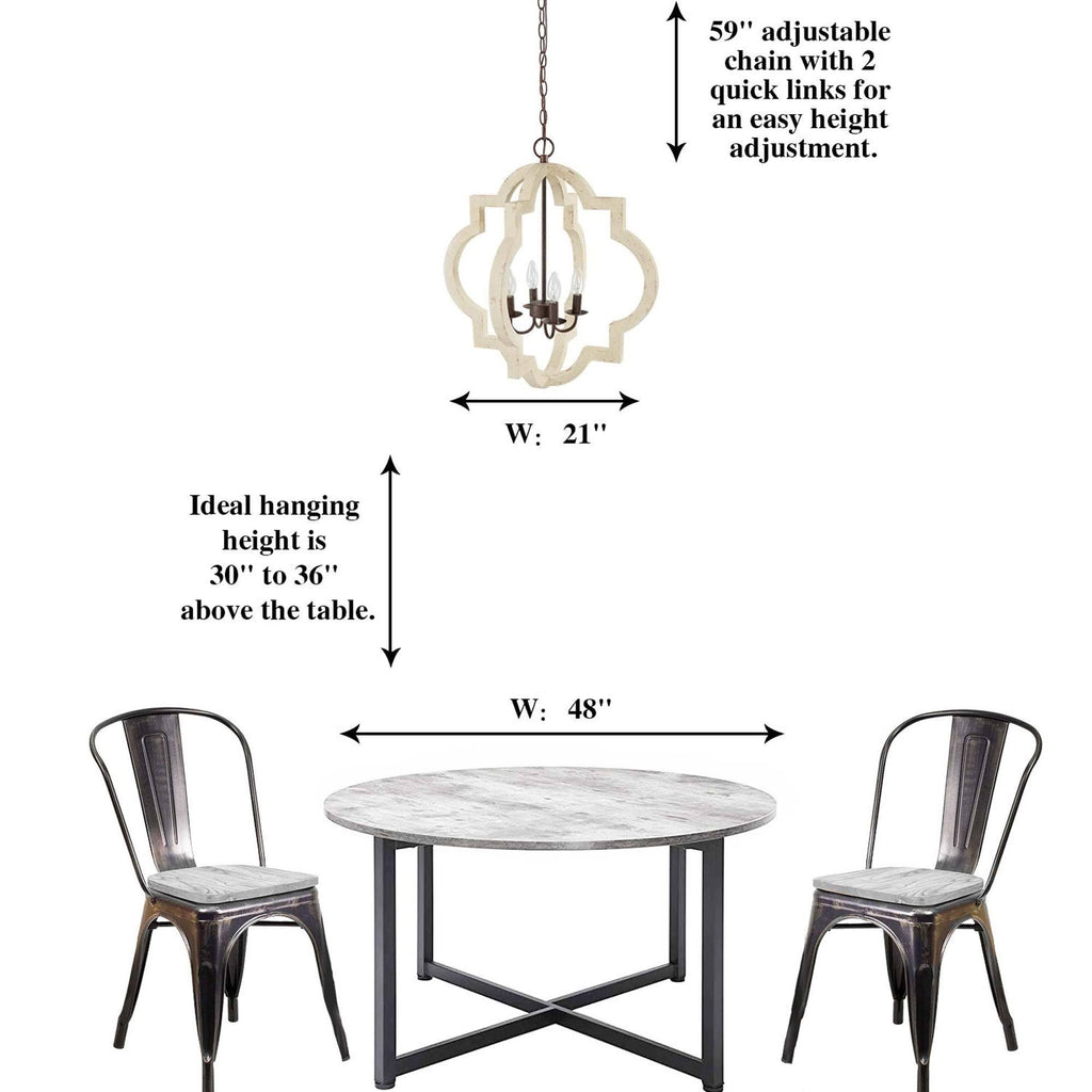4-Light Weathered White Lantern Candle Chandelier Y1487