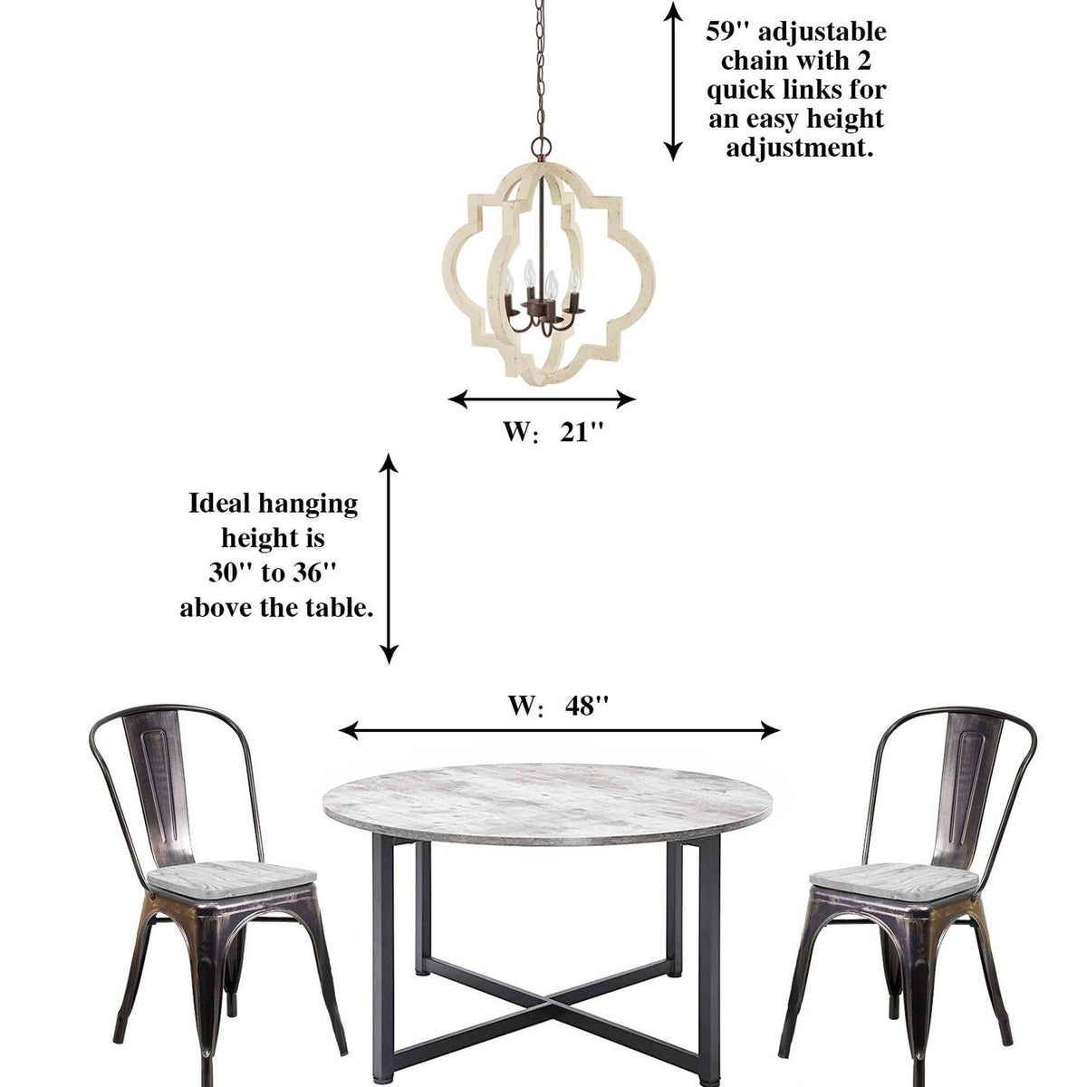 4-Light Weathered White Lantern Candle Chandelier Y1487