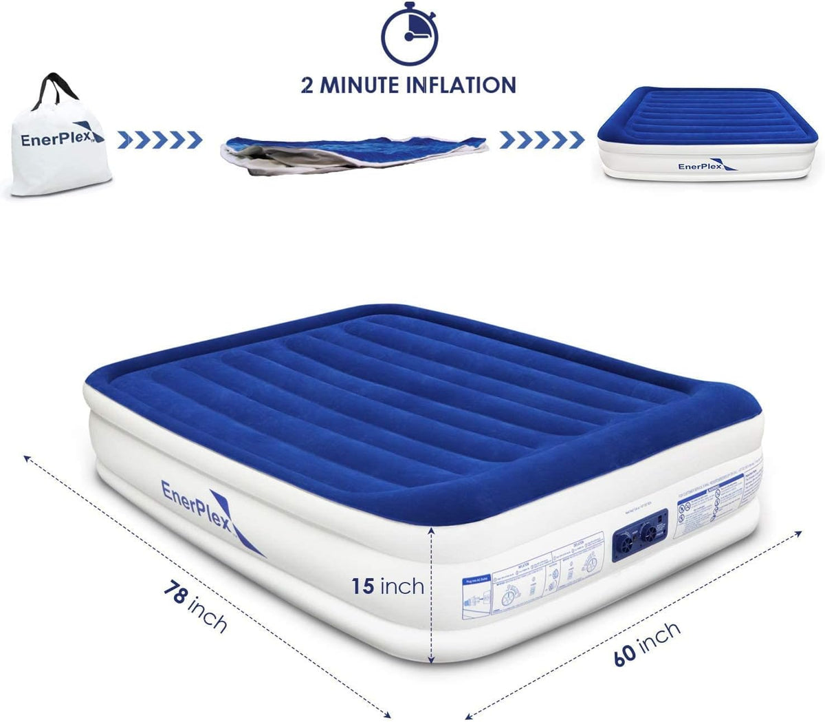 Luxury 15 Inflatable Twin Air Mattress with Built-in Dual Pump E295581