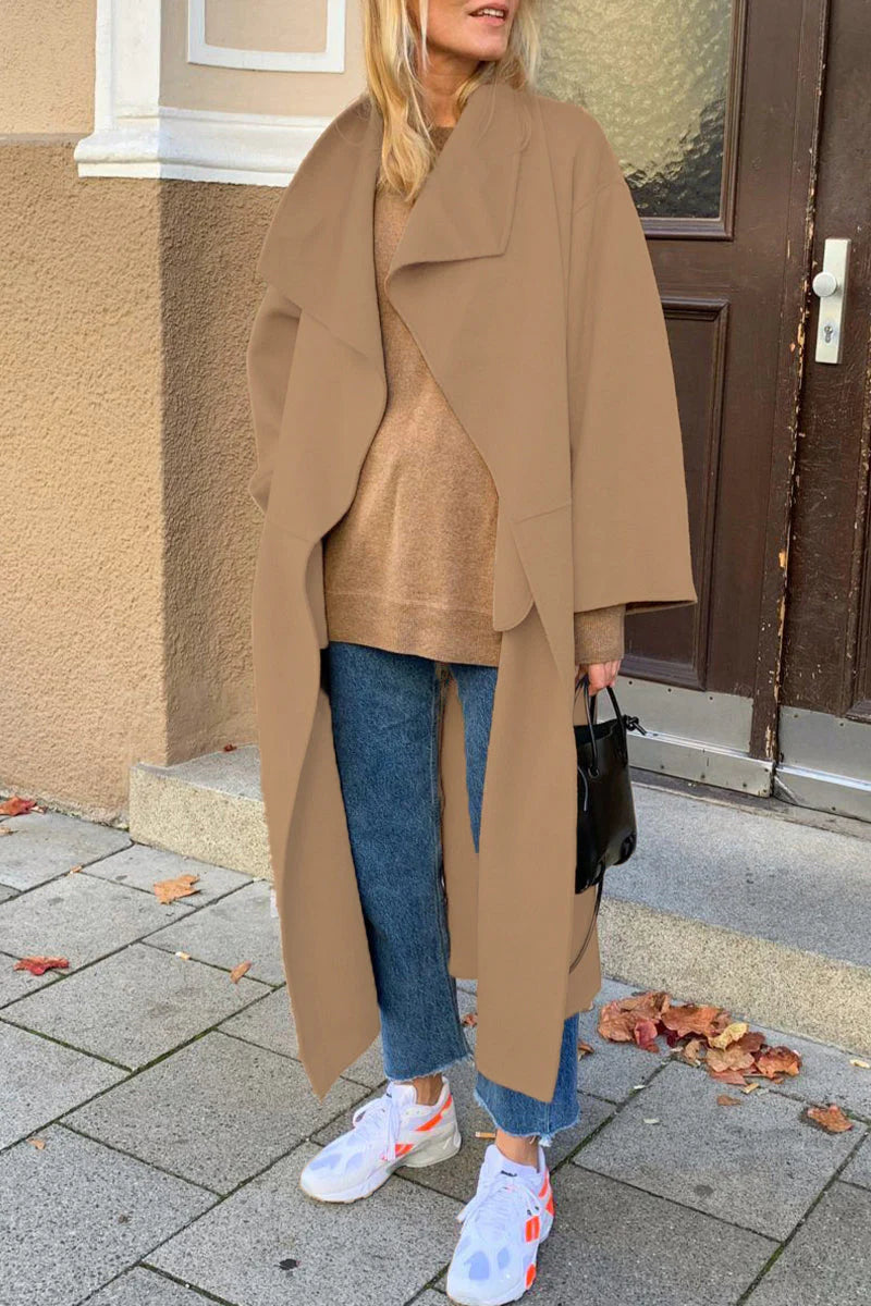 Solid Turndown Collar Outerwear W499801