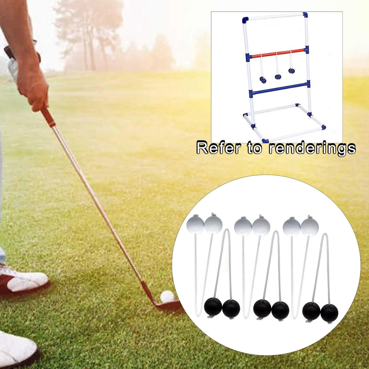 Ladder Throwing Game Outdoor Lawn Yard Beach Game Black and White V5194