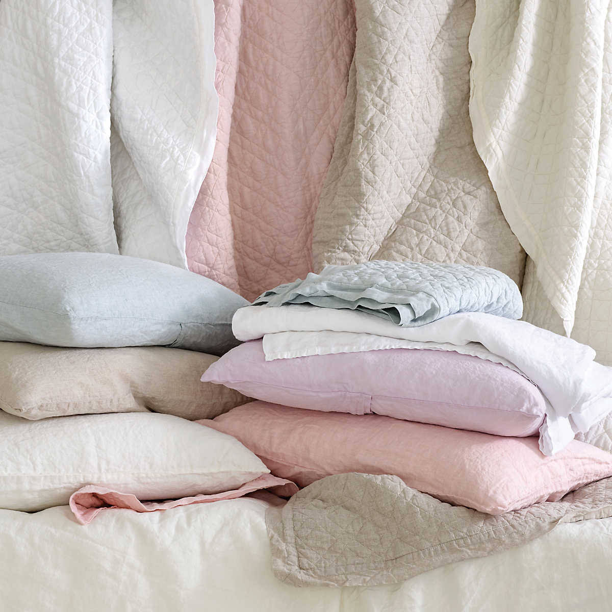 King Washed Linen Ivory Quilt Y7391