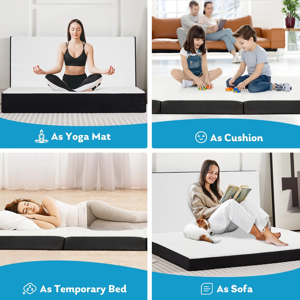 4 inches Tri-Fold Memory Foam Mattress with Cover N355