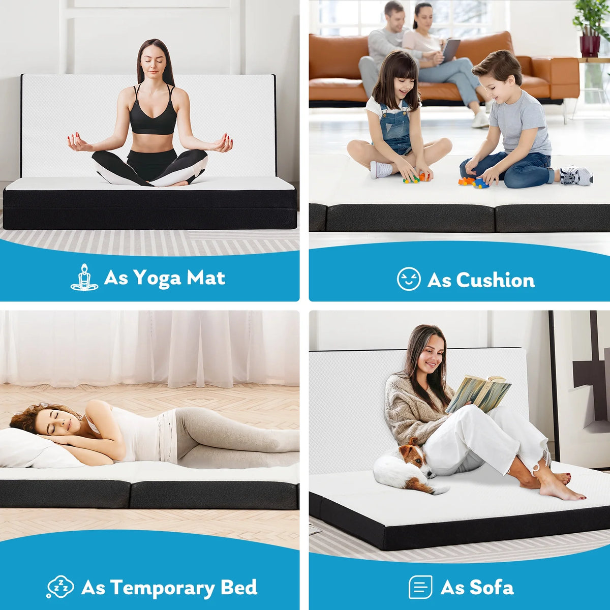 4 inches Tri-Fold Memory Foam Mattress with Cover N355
