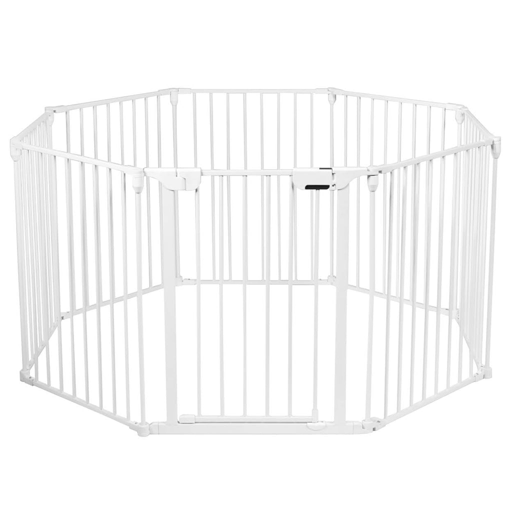 8 Panel Metal Gate Baby Pet Fence Playpen Barrier White F186