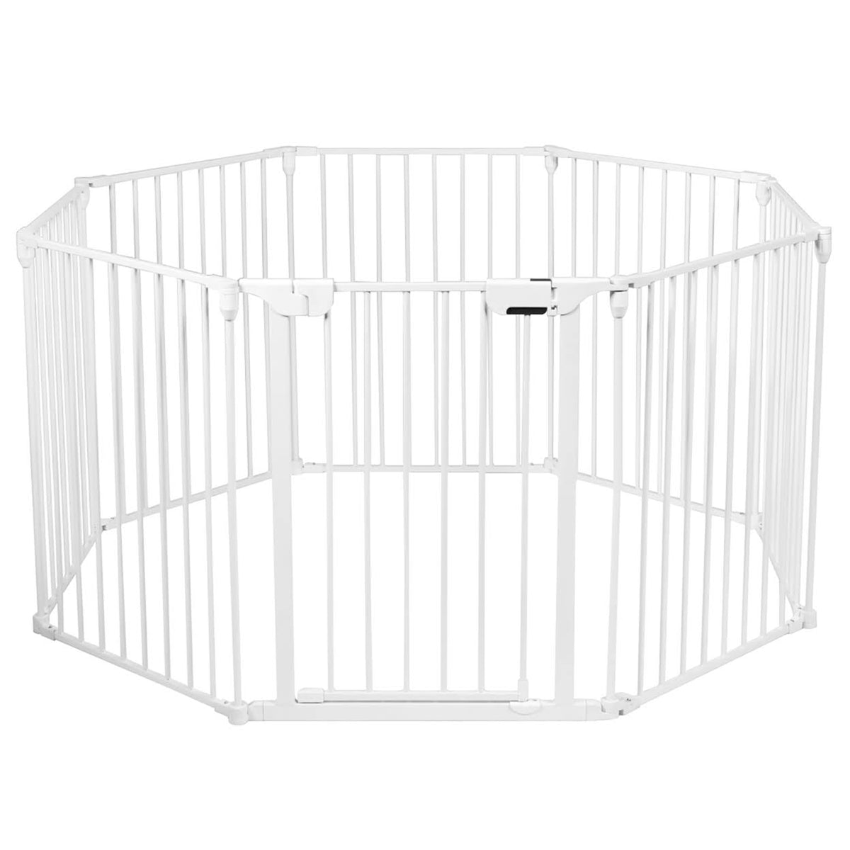 8 Panel Metal Gate Baby Pet Fence Playpen Barrier White F186