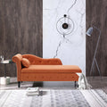 60" Orange Velvet Storage Chaise Lounge with 1 Pillow F7936