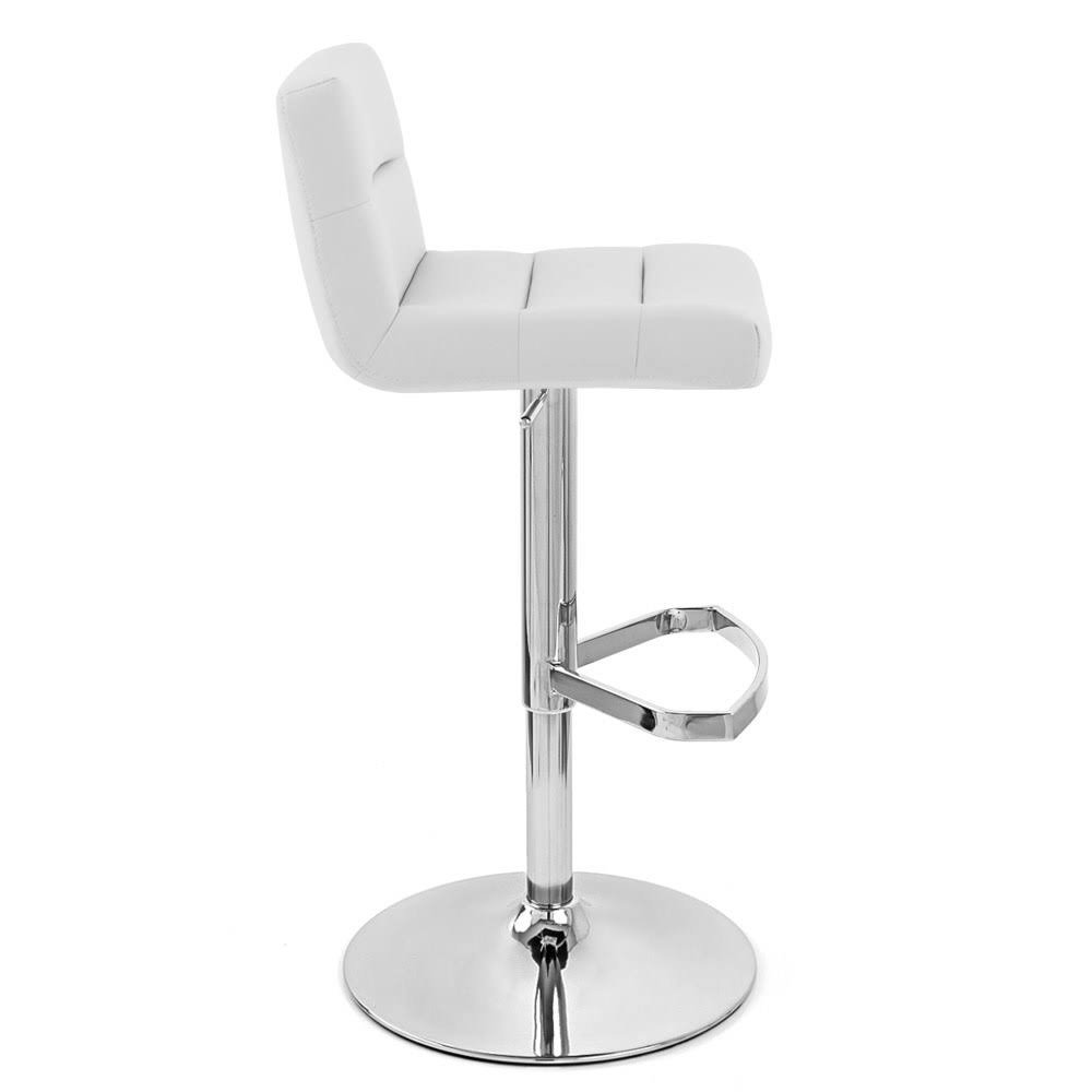 White Lattice Adjustable Height Swivel Armless Bar Stool V3096