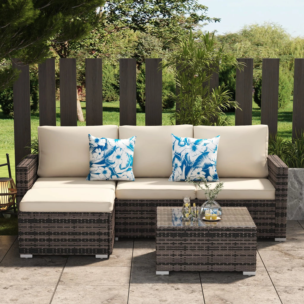 3 Piece Gray Wicker Patio Sofa Set R638