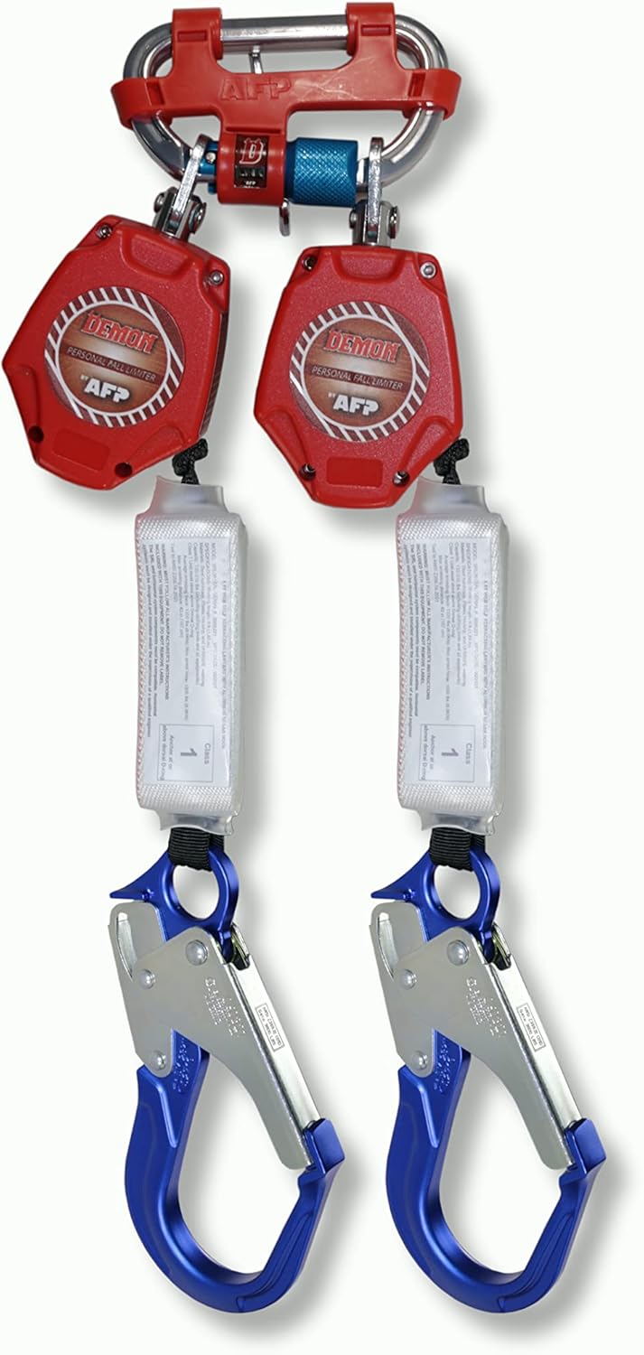 6 Foot Double Web Leg Self Retracting Lifeline Safety Yoyo with Aluminum Rebar Pelican Hook & Aluminum Carabiner M818893