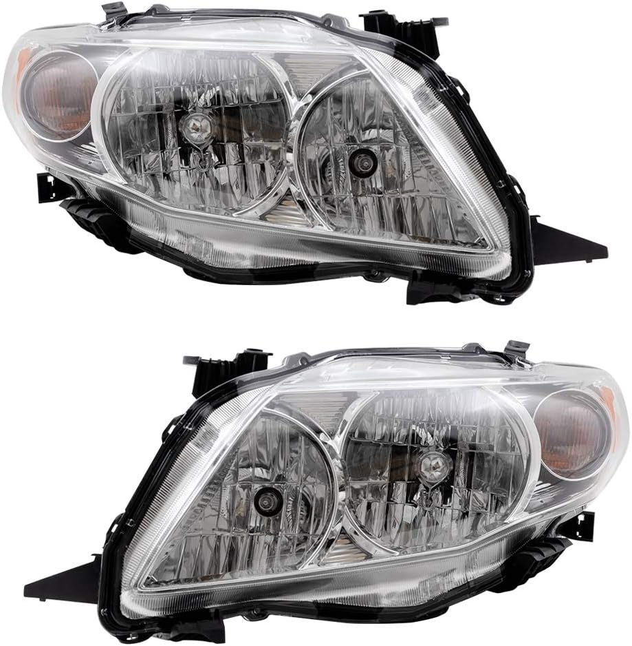 Halogen Combination Headlight Assembly Set for 2009-2010 Toyota Corolla Q7044