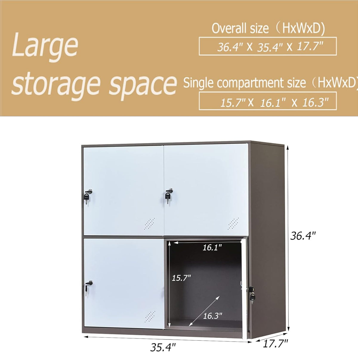 White Metal Storage Cabinet with Doors and Lock Z920218