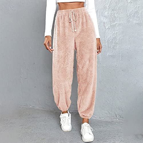 Fleece Drawstring Sherpa Wide Leg Pants with Pockets G47962