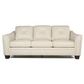 Tufted Leather Sofa In Ivory V585