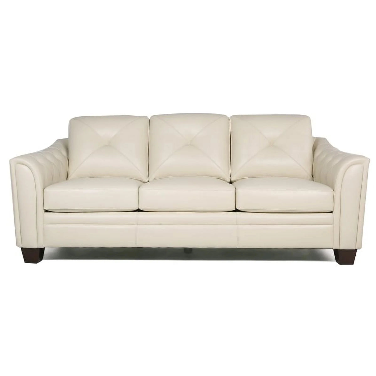 Tufted Leather Sofa In Ivory V585